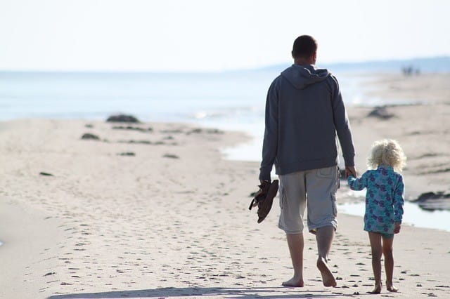 Vater+Kind-am-Strand